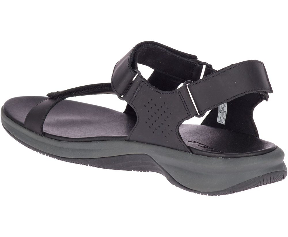 Sandały Merrell Męskie Czarne - Tideriser Luna Strap Skórzane - 340657-OMF